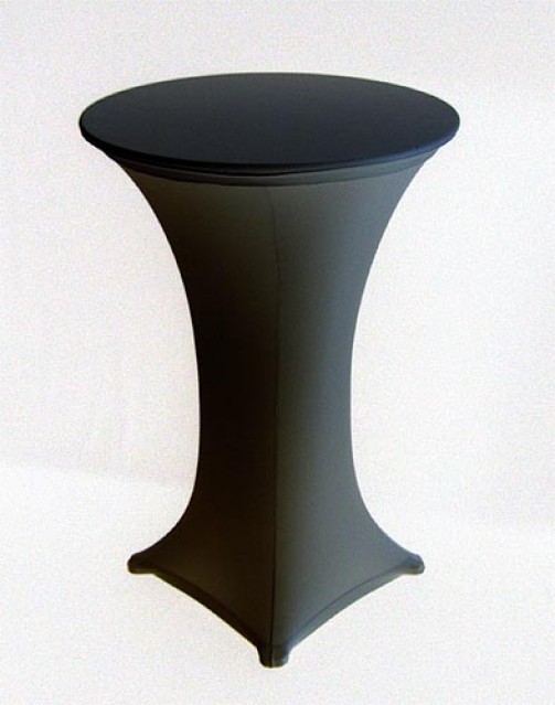 Pokrowiec na stół koktajlowy + Nakładka, 4 nogi, śr. 80 cm, czarny, stretch